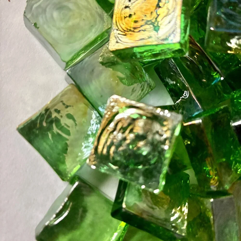 Green Glass SQUARES for Mosaics, Crafts, or Home Decor